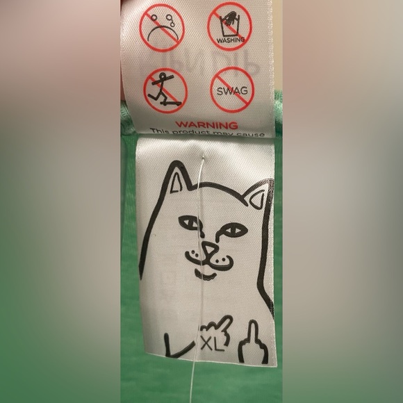 RIPNDIP Light Green Lord Nermal Cat Hanging from Upside-Down Pocket T-Shirt XL - Picture 4 of 6